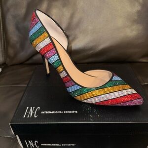 INC International Concepts Women's Colorful Beaded Heels